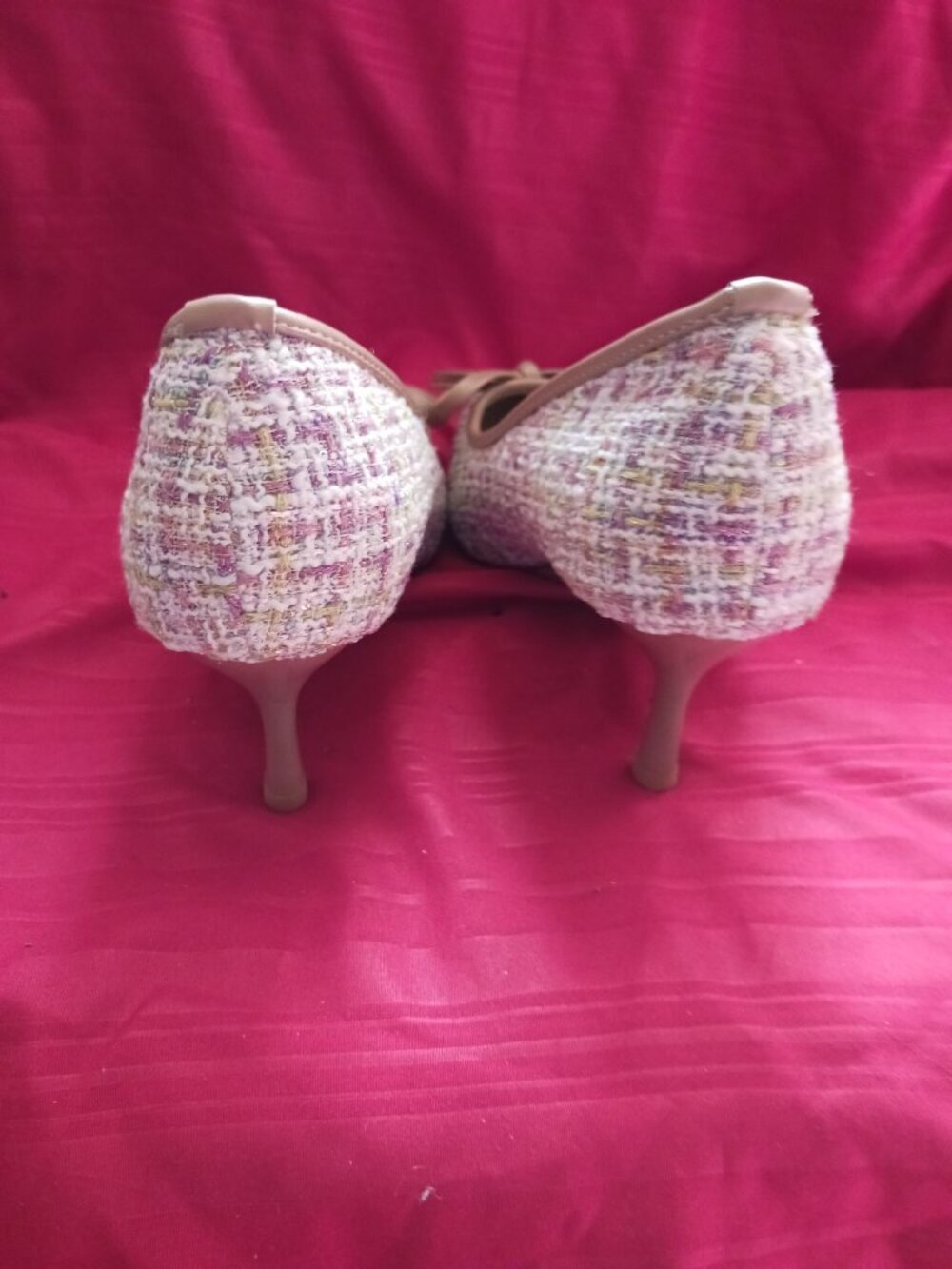 Xiwen Womens Tweed Pointed-Toe Heels With Bow Accent Stiletto multicolor size 36 - Picture 2 of 12